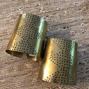 Anthropologie Brass Cuff Bracelets set of 2